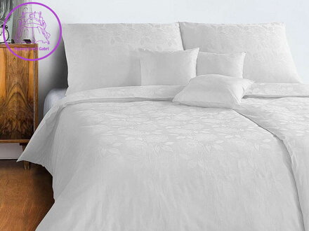 Dadka Povlečení damašek Jiřiny bílé 140x200, 70x90 cm