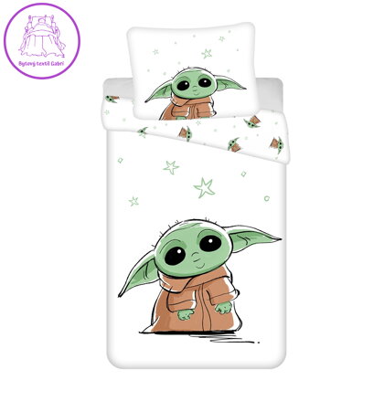 Jerry Fabrics Povlečení bavlna Star Wars Baby Yoda 140x200, 70x90 cm