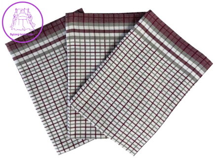 Svitap Utěrka Bambus 50x70 cm Kostka malá bordó 3 ks