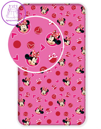 Jerry Fabrics Prostěradlo Minnie Hearts 02 90x200x25 cm