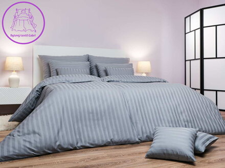 Dadka Povlečení atlas grádl šedý proužek 20 mm 140x200, 70x90 cm Dadka Povlečení atlas grádl šedý proužek 20 mm 140x200, 70x90 cm