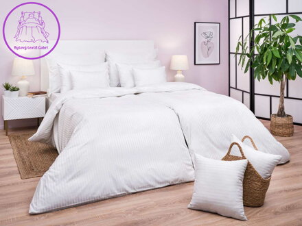 Dadka Povlečení atlas grádl bílé proužek 0,8 cm 140x220, 70x90 cm