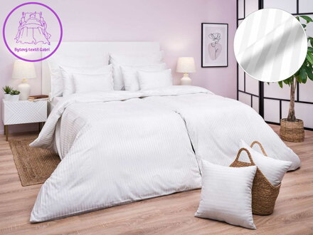 Dadka Povlečení atlas grádl bílé proužek 1 cm 140x200, 70x90 cm