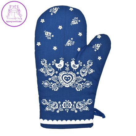 Forbyt Kuchyňská chňapka Folk podklad modrý 1 ks 18x28 cm