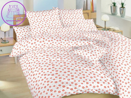 Dadka Povlečení krep Anežka lososová na bílém 140x200, 70x90 cm Dadka Povlečení krep Anežka lososová na bílém 140x200, 70x90 cm