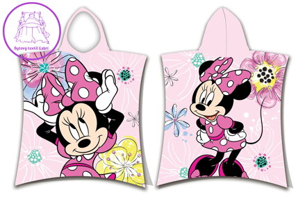 Jerry Fabrics Plážová osuška pončo Minnie Pink bow 50x115 cm