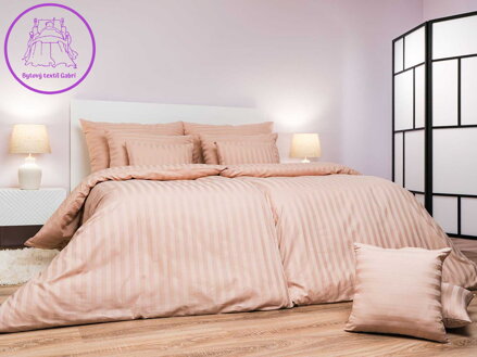 Dadka Povlečení atlas grádl béžový proužek 20 mm 140x200, 70x90 cm Dadka Povlečení atlas grádl béžový proužek 20 mm 140x200, 70x90 cm