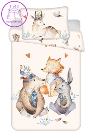 Jerry Fabrics Povlečení do postýlky Zvířátka Woodland baby 100x135, 40x60 cm