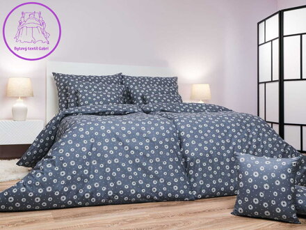 Dadka Povlečení bavlna Anežka bílá na tmavě šedém 140x220, 70x90 cm