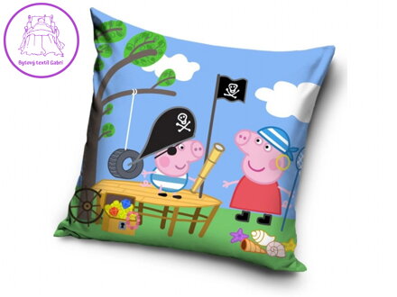 Carbotex Povlak na polštářek Prasátko Pepina a Tomík Piráti 40x40 cm