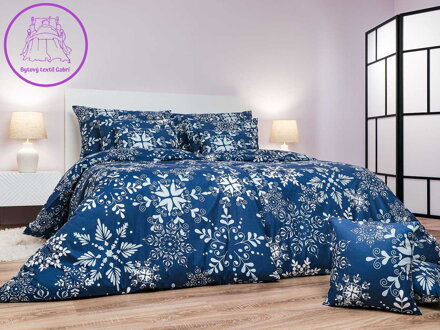 Dadka Povlečení bavlna Snowflakes tmavě modré 140x200, 70x90 cm Dadka Povlečení bavlna Snowflakes tmavě modré 140x200, 70x90 cm