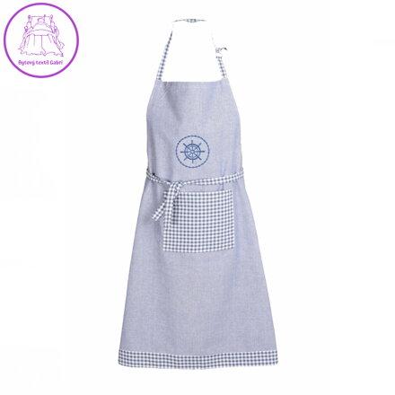 Forbyt Kuchyňská zástěra Káro a kruh modrá 70x90 cm