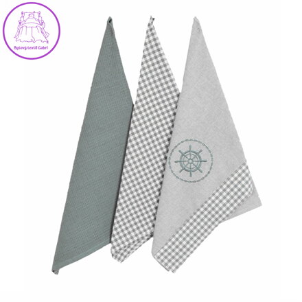 Forbyt Utěrky Káro a kruh šedá 45x70 cm 3 ks