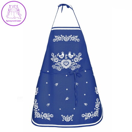 Forbyt Kuchyňská zástěra Folk podklad modrý 64x76 cm