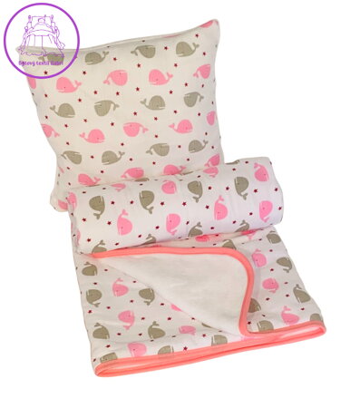 Svitap Dětská sada pro batolata Velryba růžová 35x35, 90x100 cm Svitap Dětská sada pro batolata Velryba růžová 35x35, 90x100 cm