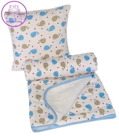 Svitap Dětská sada pro batolata Velryba modrá 35x35, 90x100 cm Svitap Dětská sada pro batolata Velryba modrá 35x35, 90x100 cm
