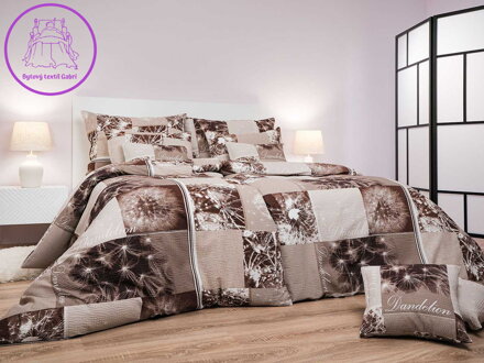 Dadka Povlečení krep Pampelišky 3D hnědé 140x200, 70x90 cm