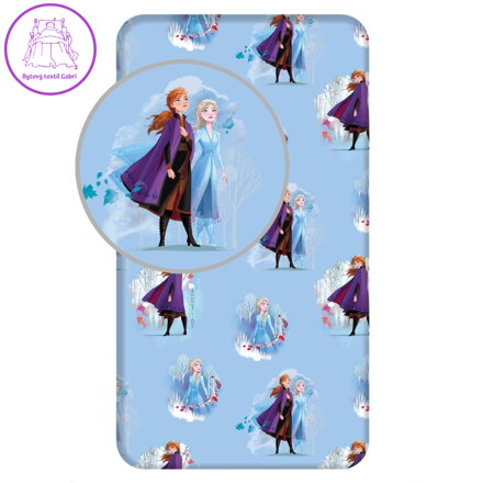 Jerry Fabrics Prostěradlo Frozen 2 Blue leaves 90x200x25 cm