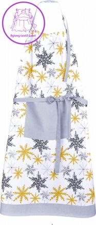 Forbyt Kuchyňská vánoční zástěra Šedé a žluté vločky 1261 70x90 cm