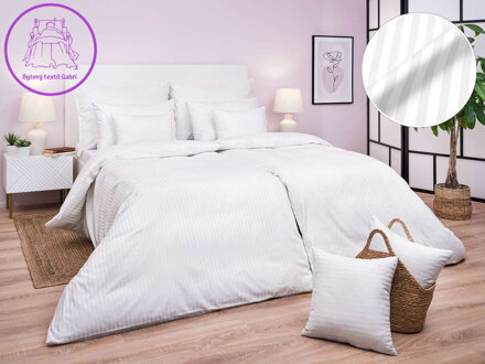 Dadka Povlečení atlas grádl bílé proužek 0,8 cm 140x200, 70x90 cm