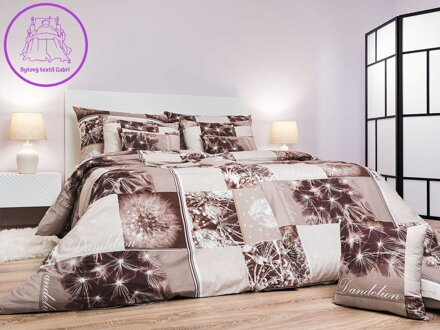 Dadka Povlečení bavlna Pampelišky 3D hnědé 140x220, 70x90 cm