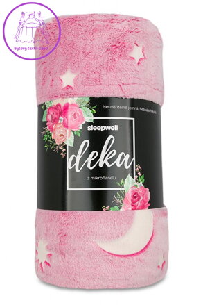 Svitap Mikroplyšová svítící deka Hvězdy růžové 150x200 cm Svitap Mikroplyšová svítící deka Hvězdy růžové 150x200 cm