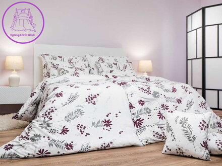 Dadka Povlečení krep Agáta vínová na bílém 140x200, 70x90 cm Dadka Povlečení krep Agáta vínová na bílém 140x200, 70x90 cm