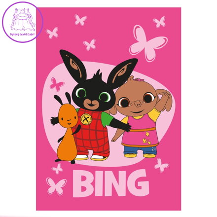 Jerry Fabrics Dětská fleecová deka Králíček Bing Butterflies 100x150 cm