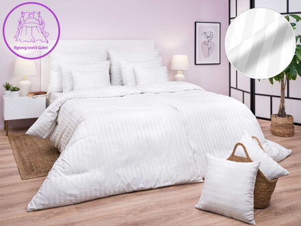 Dadka Povlečení atlas grádl bílé proužek 2 cm 140x200, 70x90 cm