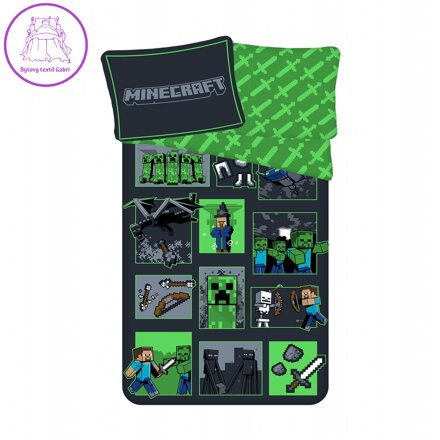 Jerry Fabrics Povlečení bavlna Minecraft Survival Mode 140x200, 70x90 cm