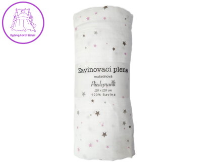 Zavinovací plena 120x120 cm Fialové hvězdičky (balení 1 ks) Zavinovací plena 120x120 cm Fialové hvězdičky (balení 1 ks)