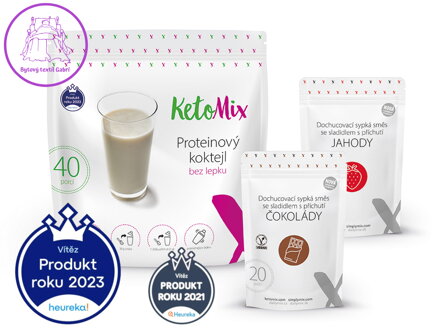 KetoMix Proteinový koktejl 1200 g (40 porcí) + příchuť vanilka a borůvka