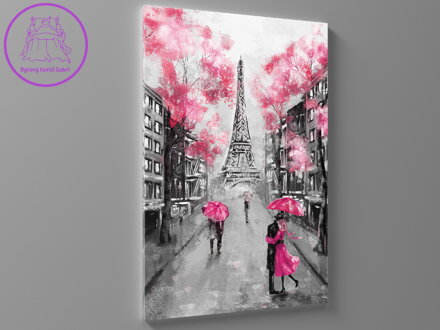 Obraz olejomalba Paříž růžová