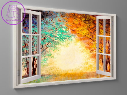 Obraz okno malba podzimní park
