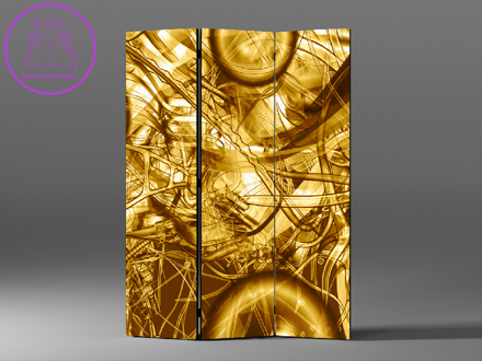 3D Paraván prostorná zlatá abstrakce