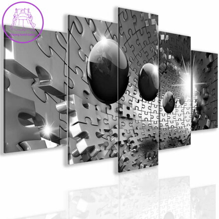 Obraz trojrozměrné šedé puzzle