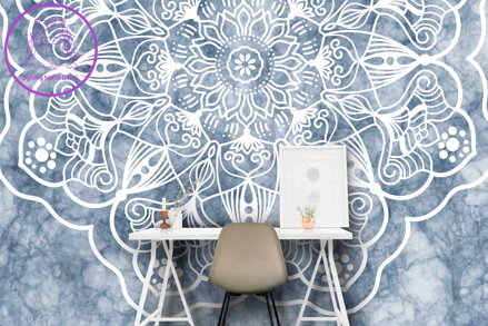 Tapeta Mandala modrošedá