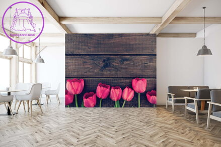 Tapeta Tulipány  na dřevě