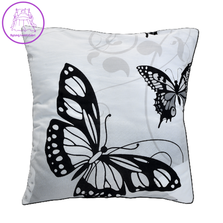 Povlak na polštář bavlněný Stanex motýl bílý (LS186), 40 x 40 cm, Knoflíkové