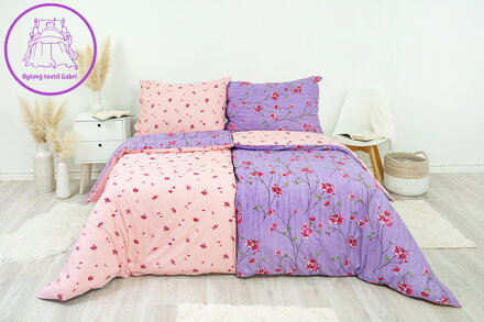 Ložní povlečení bavlněné Stanex fleur (LS200), 140 x 220 + 90 x 70, Knoflíkové