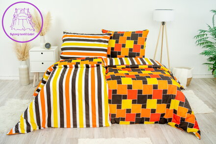 Ložní povlečení bavlněné Stanex orange (LS219), 140 x 220 + 90 x 70, Knoflíkové