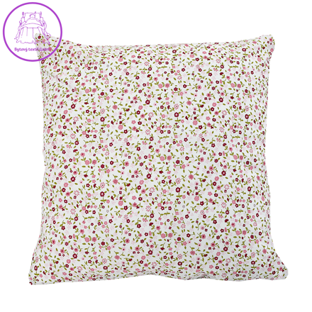 Povlak na polštář bavlněný Stanex kvítek-pruh červený (LS195), 40 x 40 cm, Knoflíkové