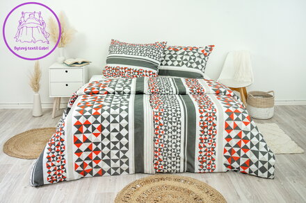 Ložní povlečení bavlněné Stanex střepy šedé (LS288), 140 x 220 + 90 x 70, Knoflíkové