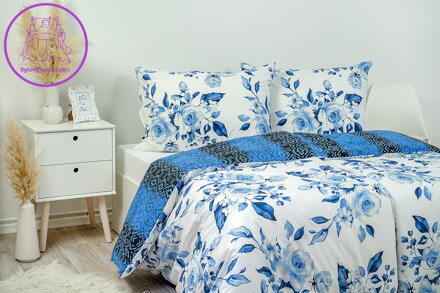 Povlak na polštář bavlněný Stanex modré růže (LS289), 40 x 40 cm, Knoflíkové