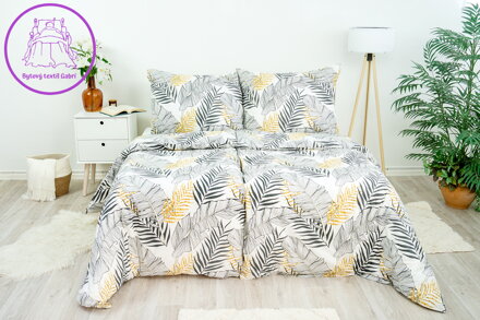 Ložní povlečení bavlněné Stanex Irina žlutá (LS261), 140 x 220 + 90 x 70, Zip