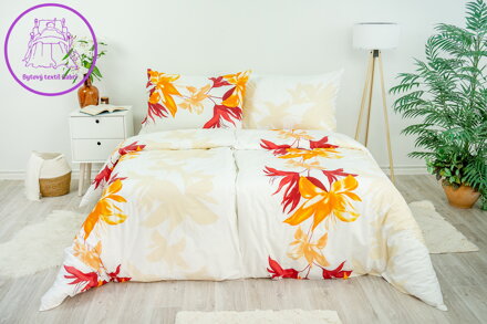 Ložní povlečení bavlněné Stanex Nela oranžová (LS234), 140 x 220 + 90 x 70, Knoflíkové