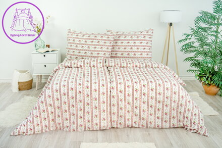 Ložní povlečení bavlněné Stanex retro růžové (LS248), 140 x 220 + 90 x 70, Knoflíkové