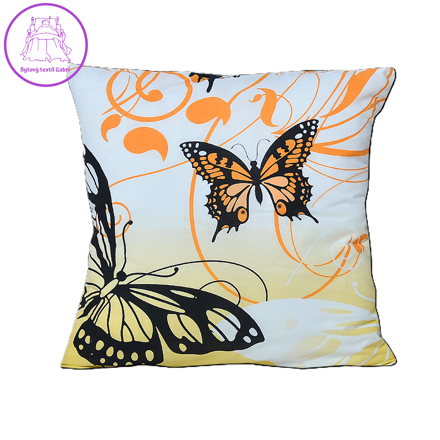 Povlak na polštář bavlněný Stanex motýl žlutý (LS187), 40 x 40 cm, Knoflíkové