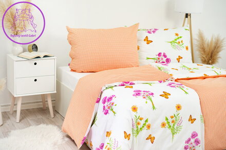 Povlak na polštář bavlněný Stanex jaro oranžové (LS245), 40 x 40 cm, Knoflíkové