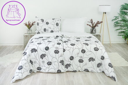 Ložní povlečení krepové Stanex astra černo-bílá (LS147), 140 x 220 + 90 x 70, Knoflíkové